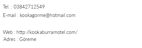 Kookaburra Motel telefon numaralar, faks, e-mail, posta adresi ve iletiim bilgileri